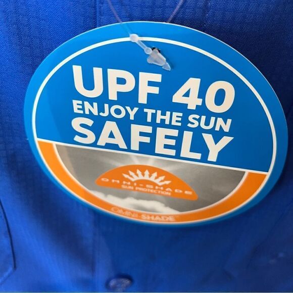 New Crystal springs 100% poly Blue Columbia PFG Performance fishing SS shirt L - Picture 6 of 7